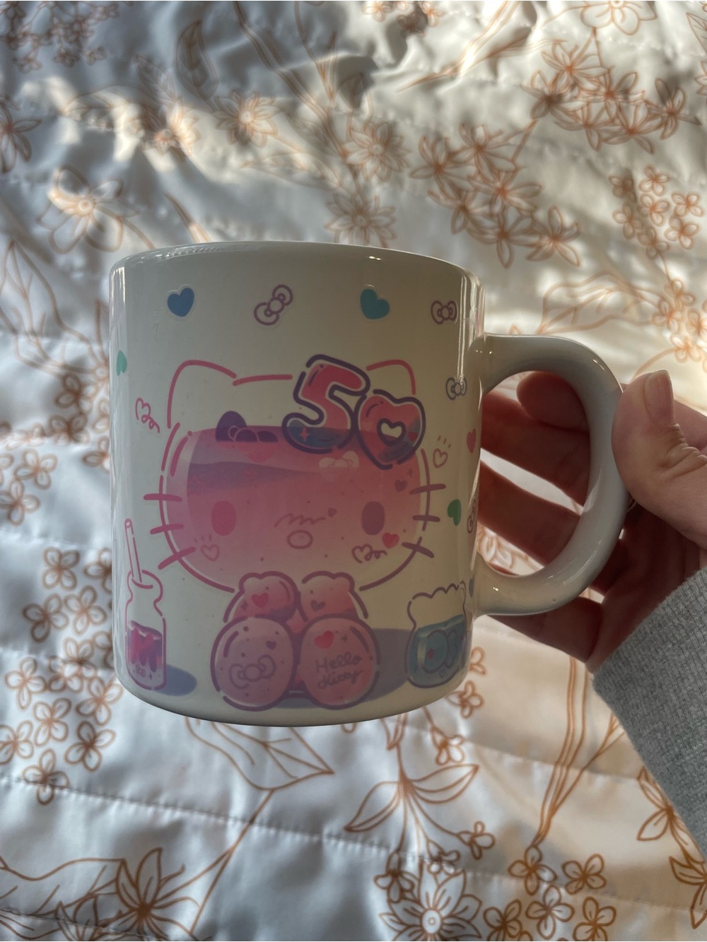 Sanrio Hello Kitty 50th Anniversary Pink and Teal Ceramic Mug